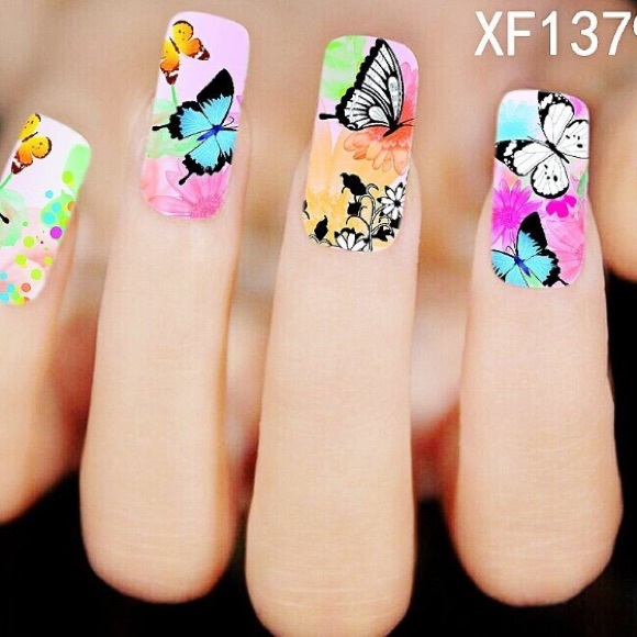 3/$12 NailArt Waterslide Tattoo Black/White Floral - Picture 7 of 7